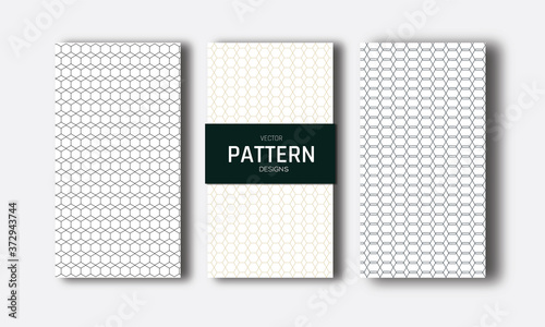 Collection of geometric minimal line pattern template design set free vector