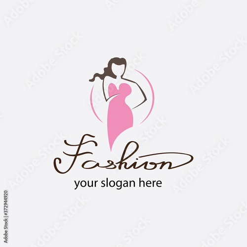 boutique logo fashion illustration female body design vector