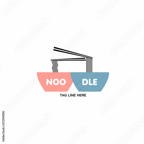 ramen noodles and noodle logo template - Vector illustration.