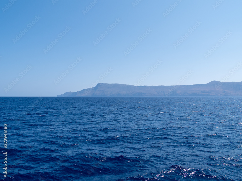 View of beautiful rocks from sea in Crete