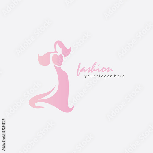 boutique logo fashion illustration female body design vector