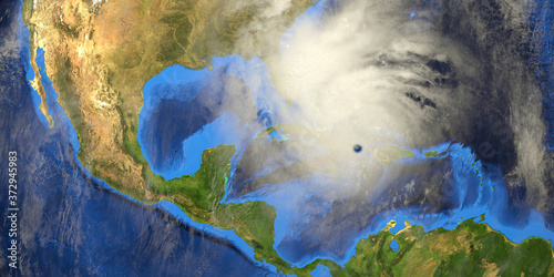 Fototapeta Naklejka Na Ścianę i Meble -  Hurricane shown from Space. Elements of this 3d illustration are furnished by NASA.