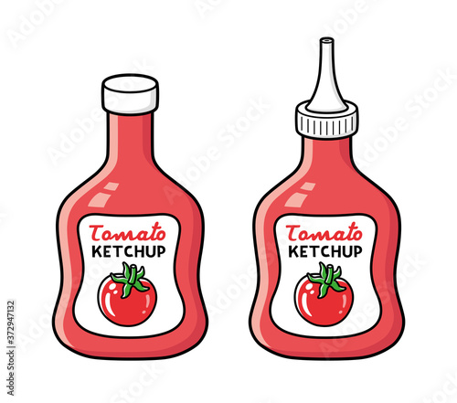 Tomato ketchup bottles isolated