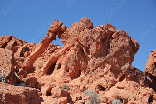 Elephant rock in the Valley of fire State Park, striped red rocks, Nevada