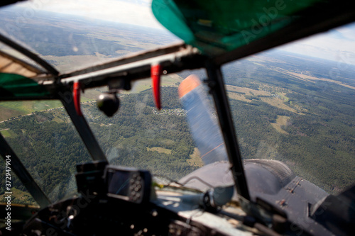 Aerial view from a cockpit