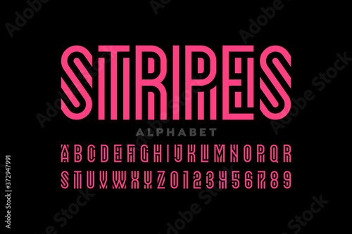 Fotografia Striped style font, alphabet letters and numbers