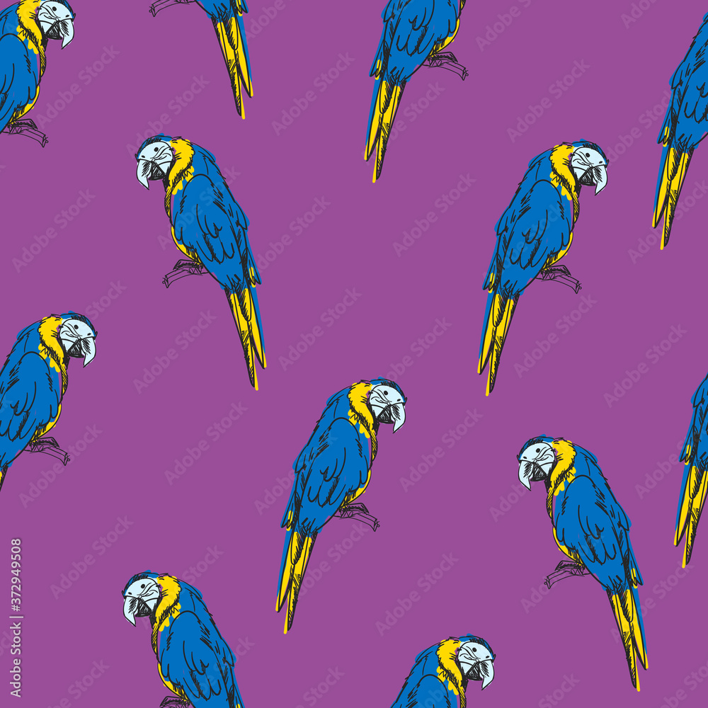 Parrot bird seamless pattern print summer vector illustration