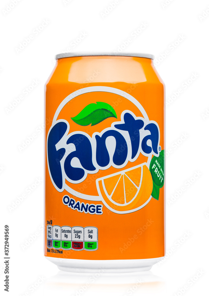 LONDON, UK - JUNE 9, 2017: Aluminum can of Fanta orange soda drink on  white.produced by the Coca-Cola Company. Photos | Adobe Stock
