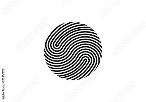 Circle fingerprint icon design for app.  Digital touch scan identification or electronic sensor authentication. 
Finger print flat scan.  Biometric security system concept with fingerprint.