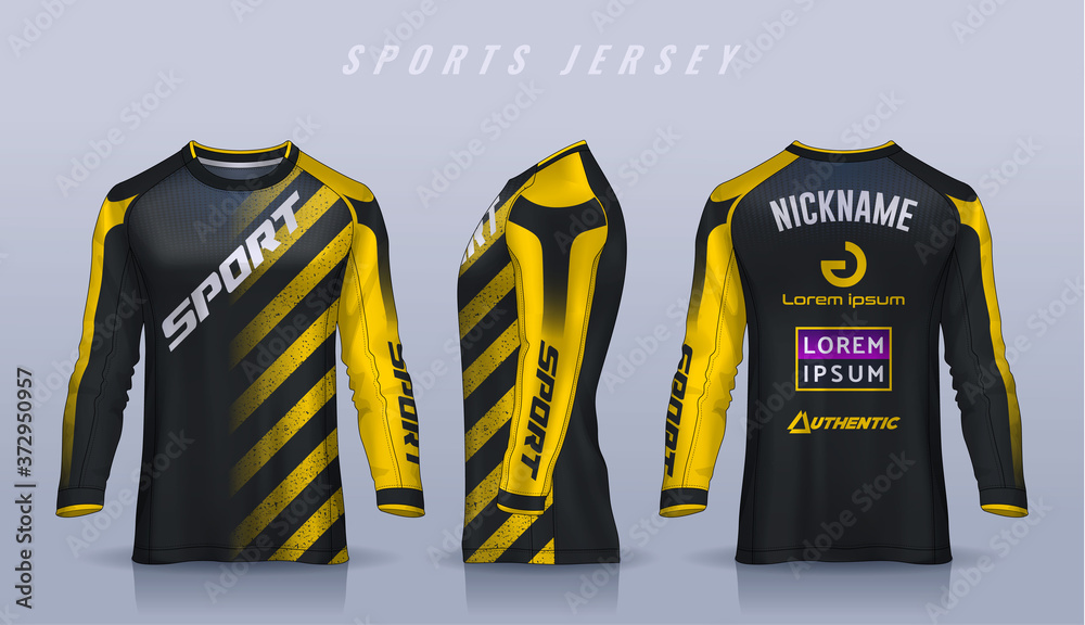 t-shirt sport design template, Long sleeve soccer jersey mockup for football  club. uniform front and back view,Motocross jersey. Stock Vector | Adobe  Stock