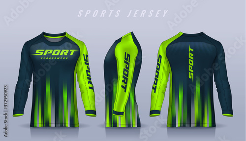 t-shirt sport design template, Long sleeve soccer jersey mockup for football club. uniform front and back view,Motocross jersey.