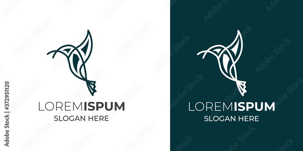 bird leaf logo vector icon template download mono line color line art ...