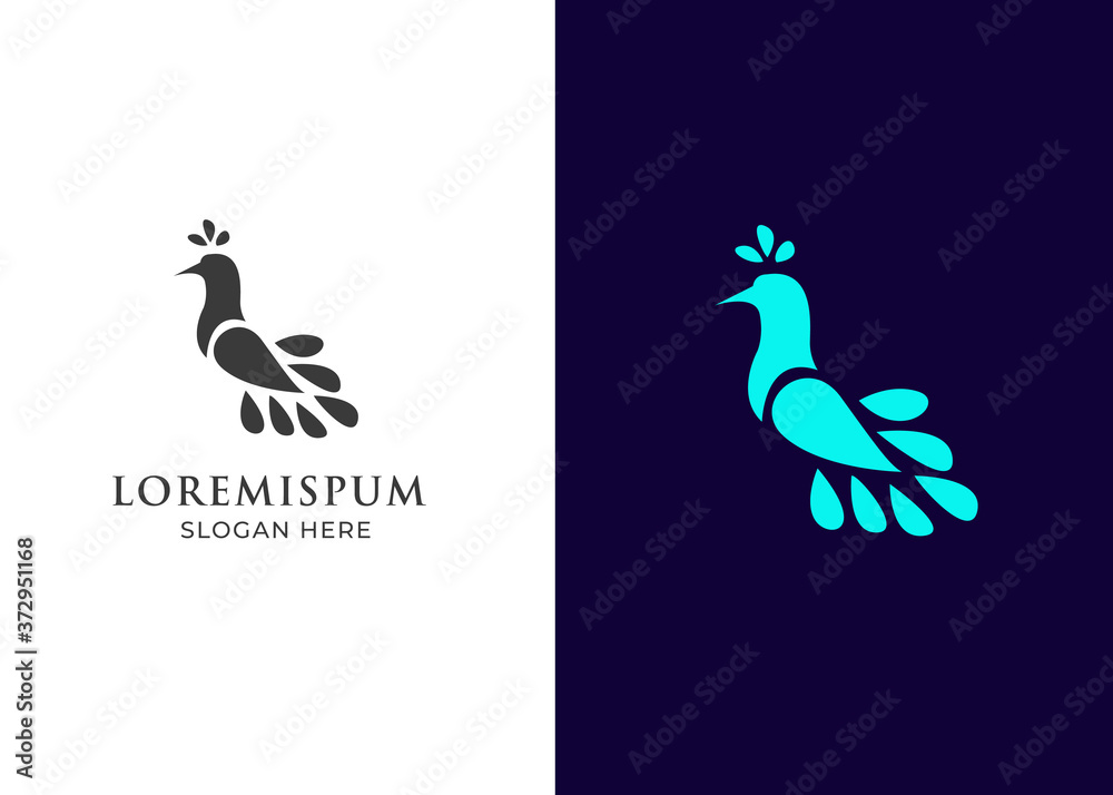 bird leaf logo vector icon template download mono line color line art ...