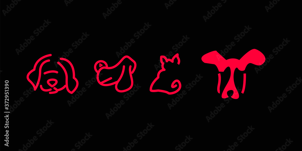 Dog Vector Logo Illustration for Pet logo, veterinary, or dog lover logo. cat logo vector ,pet tail  ,cat dog ,dog cat silhouette,hunting hound ,pet service logos . vector art for company 6