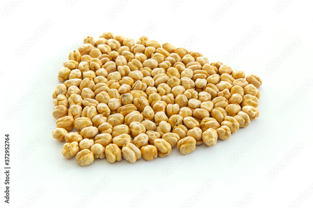 Roasted yellow chickpeas isolated white background Roasted yellow chickpeas isolated white background