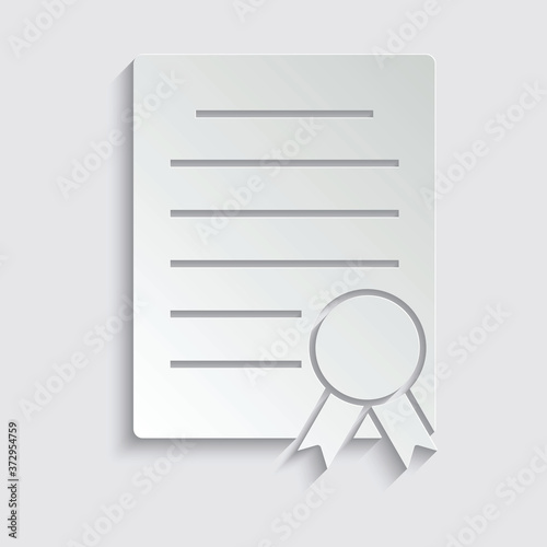  paper certificate icon. document vector sign award symbol