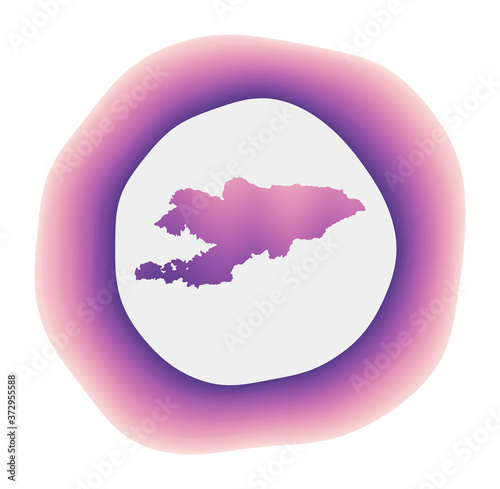 Kyrgyzstan icon. Colorful gradient logo of the country. Purple red Kyrgyzstan rounded sign with map for your design. Vector illustration. © Eugene Ga