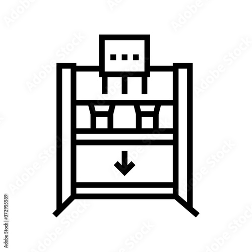 plywood cold press equipment line icon vector. plywood cold press equipment sign. isolated contour symbol black illustration