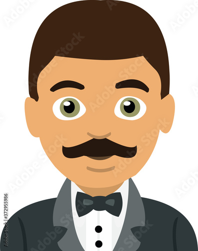 Vector illustration of an emoticon of an elegant man