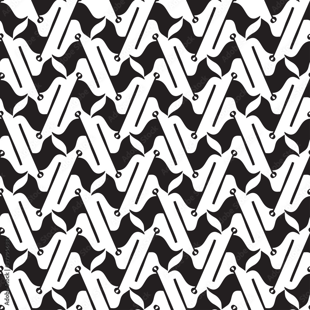 Seamless vector black and white pattern design of abstract flag shapes in lines Seamless vector black and white pattern design of abstract flag shapes in lines