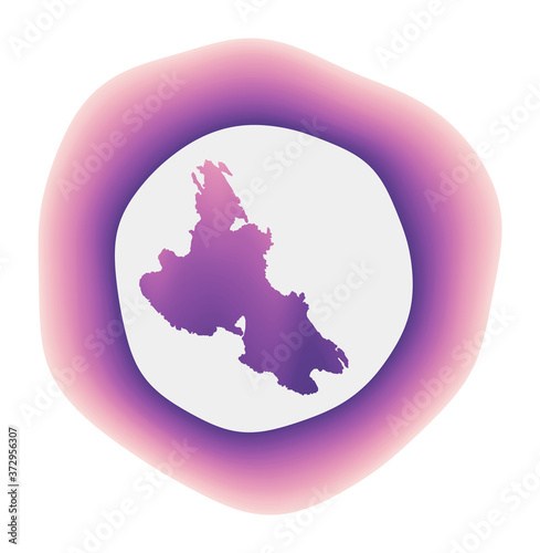 Krk icon. Colorful gradient logo of the island. Purple and red Krk rounded sign with map for your design. Vector illustration.