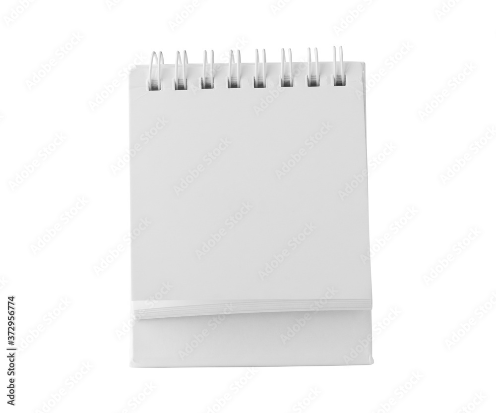 White blank paper desk calendar mockup isolated on white background with clipping path White blank paper desk calendar mockup isolated on white background with clipping path