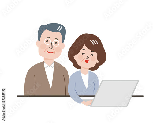 オンライン　パソコン　シニア　おじいさん　おばあさん