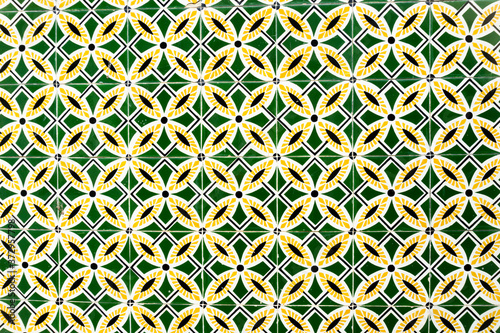Vintage tiles with geometric borders in different colors