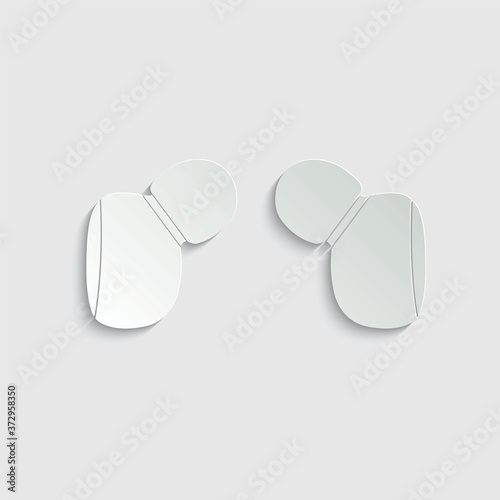 paper Headphones icon. Earphones icon vector symbol