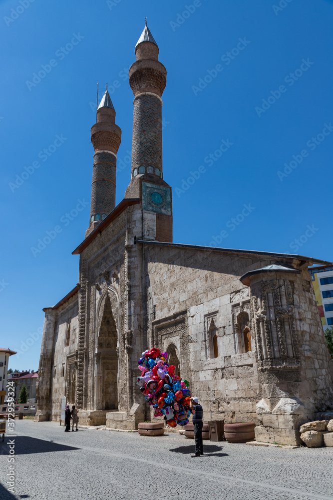Obraz premium Sivas, Turkey. August 13,2020 . Sivas Double Minaret Madrasa.