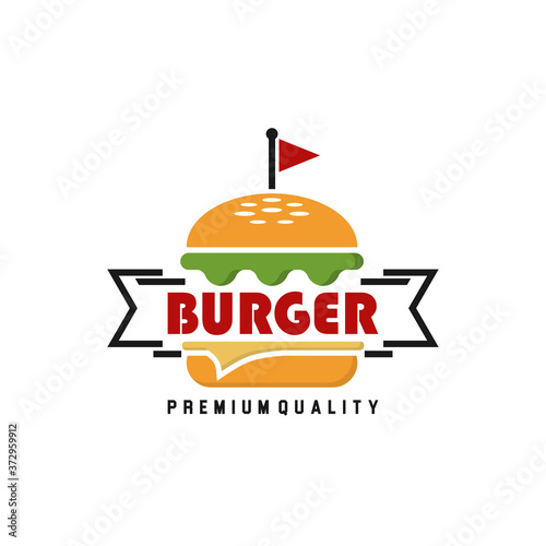 Burger Logo, Fast food logo, Logo illustration, emblem, label, Burger vintage logo design - business burger logo design