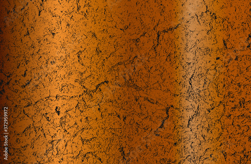 Distressed overlay texture of golden cracked concrete, stone or asphalt. Grunge background. Abstract halftone vector.