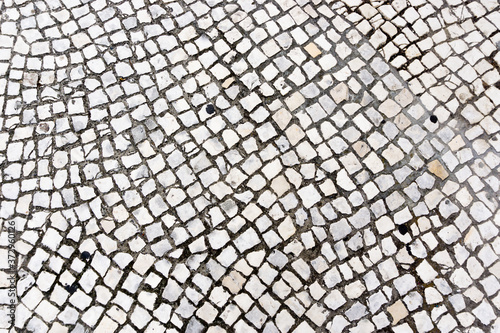 Mosaic of white ceramic tiles