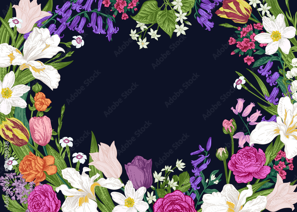 Floral horizontal frame. Floral horizontal frame.
