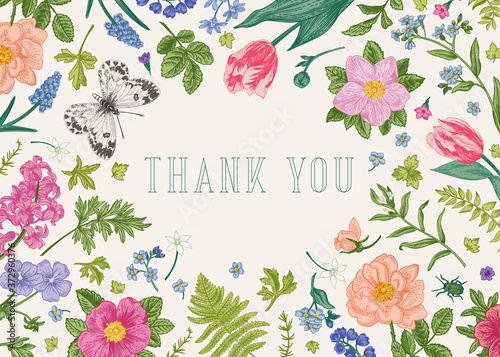 Thank you card with  flowers.