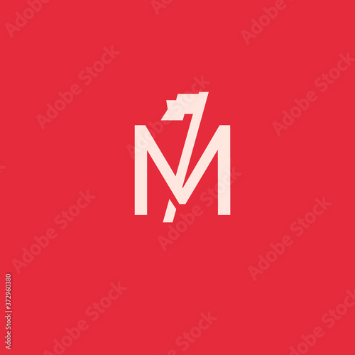 Letter M logo with flag. creative minimal monogram symbol. Universal elegant vector sign design. Premium business logotype. Graphic alphabet symbol for corporate business identity