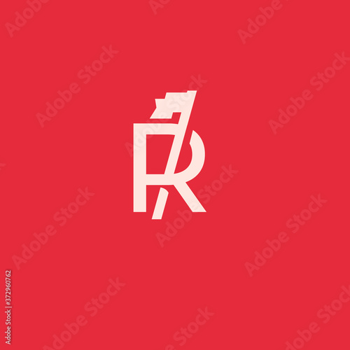Letter R logo with flag. creative minimal monogram symbol. Universal elegant vector sign design. Premium business logotype. Graphic alphabet symbol for corporate business identity