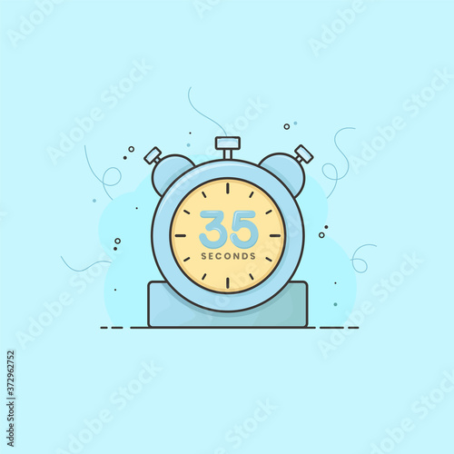 35 seconds alarm clock, timer, stopwatch vector time symbol. 35 seconds vector icon flat illustration.