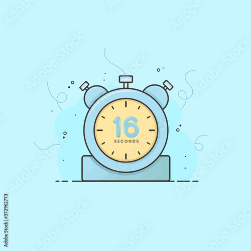 16 seconds alarm clock, timer, stopwatch vector time symbol. 16 seconds vector icon flat illustration.