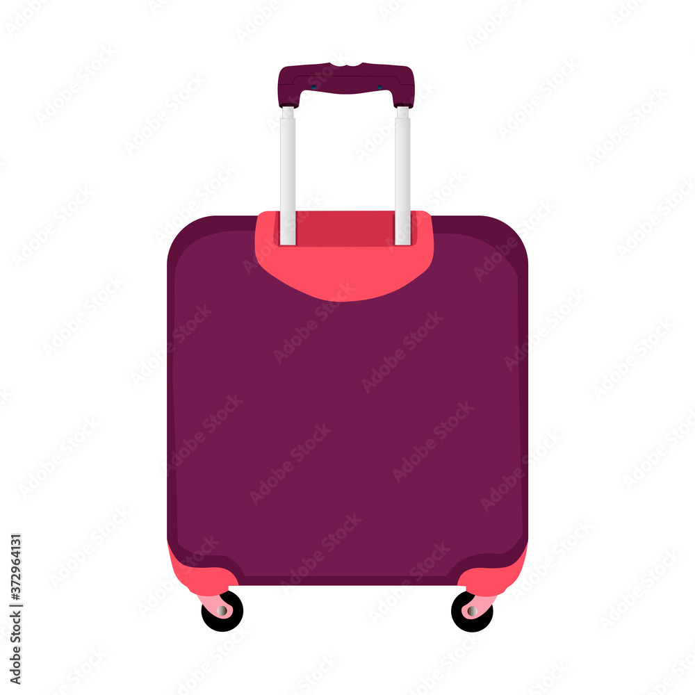Purple travel plastic suitcase with wheels on white background Purple travel plastic suitcase with wheels on white background