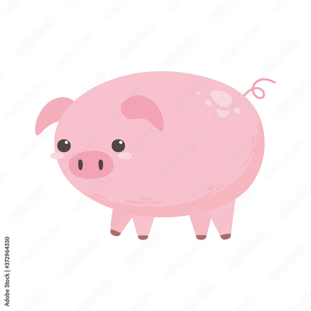 pig animal farm cartoon isolated white background design