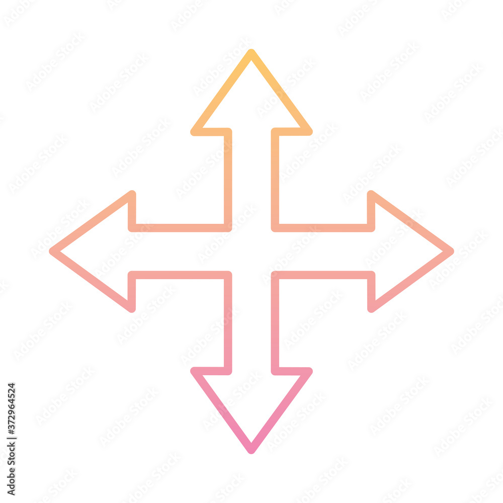Arrows in four directions gradient style icon design of web forward and infographic theme Vector illustration