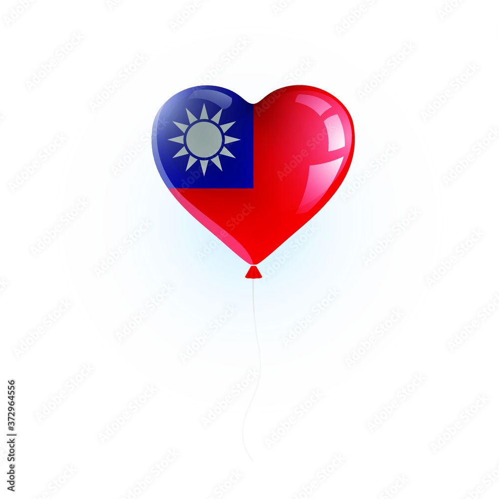 Heart shaped balloon with colors and flag of TAIWAN vector illustration design. Isolated object. Heart shaped balloon with colors and flag of TAIWAN vector illustration design. Isolated object.
