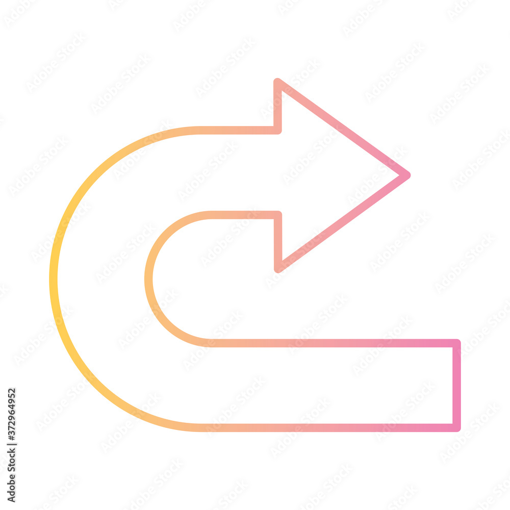 curved right arrow gradient style icon design of direction web forward and infographic theme Vector illustration curved right arrow gradient style icon design of direction web forward and infographic theme Vector illustration