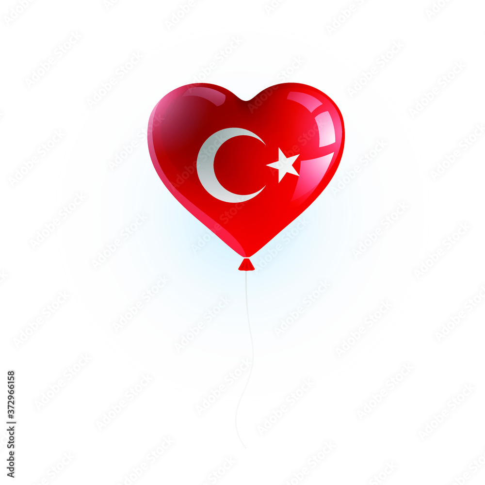 Heart shaped balloon with colors and flag of TURKEY vector illustration design. Isolated object.