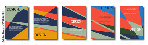 Abstract set of backgrounds with colorful chaotic triangles, polygons. Geometric posters, Social media, Book cover. Vector illustration.       
