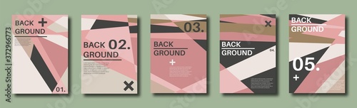 Abstract set of backgrounds with colorful chaotic triangles, polygons. Geometric posters, Social media, Book cover. Vector illustration.       
