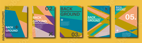Abstract set of backgrounds with colorful chaotic triangles, polygons. Geometric posters, Social media, Book cover. Vector illustration.       
