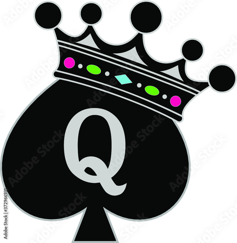 Queen of spades. Creative icon. Vector illustration.