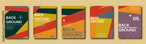 Abstract set of backgrounds with colorful chaotic triangles, polygons. Geometric posters, Social media, Book cover. Vector illustration.       
